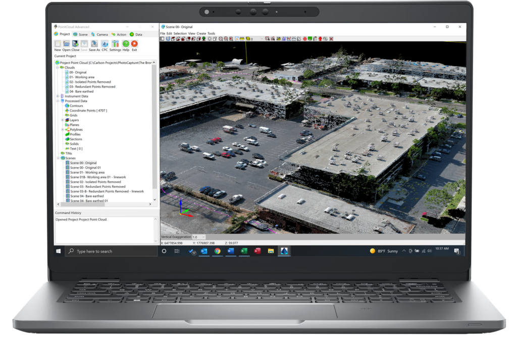 Carlson Point Cloud processing a drone point cloud of a commercial site